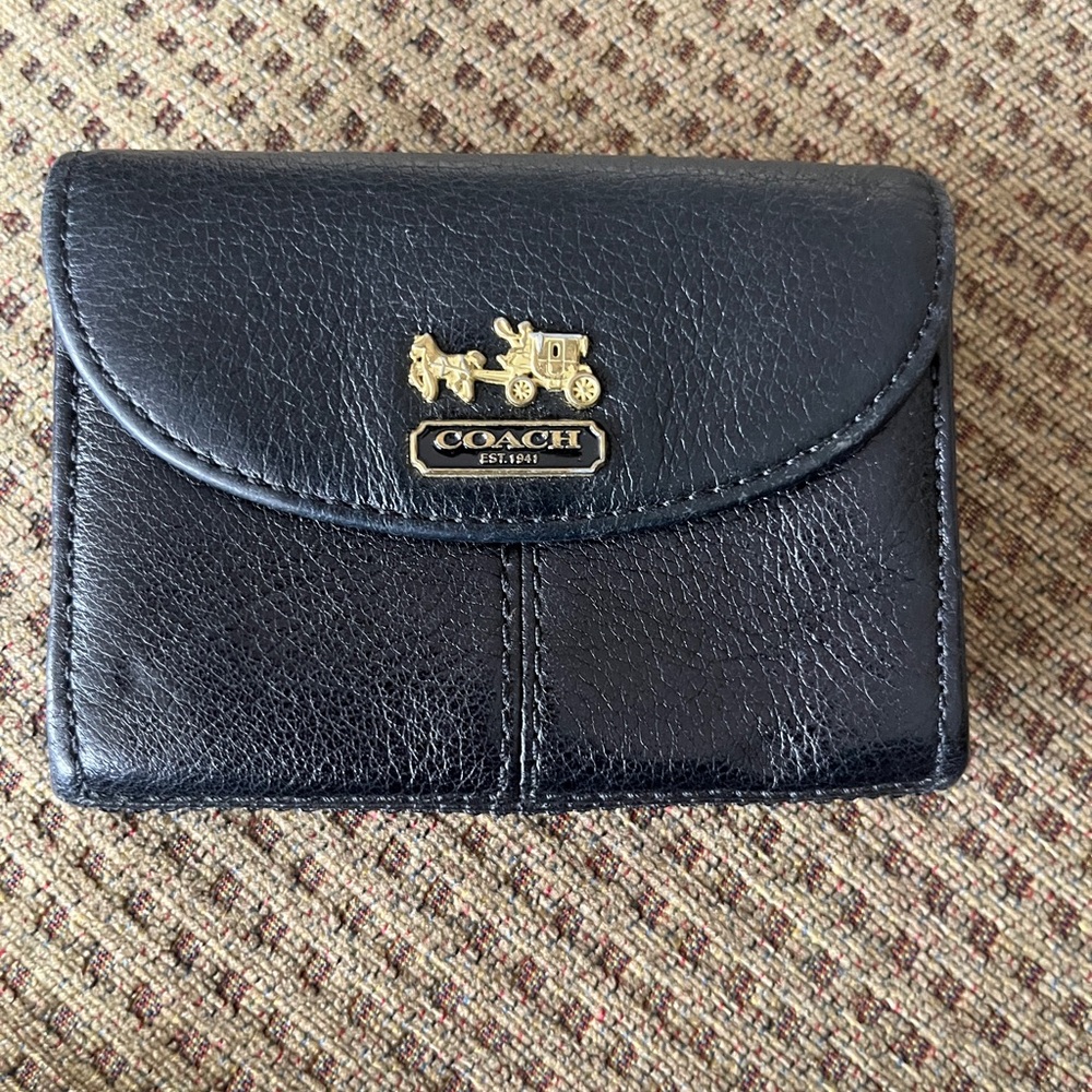 Vintage Coach black Leather Wallet or Card Case